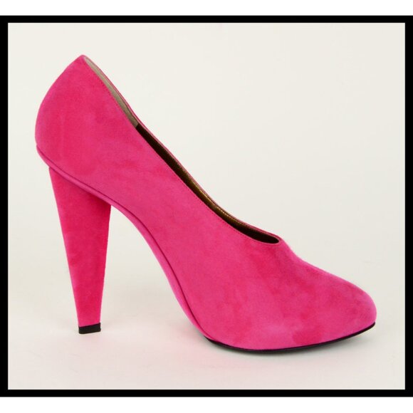 DOLCE & GABBANA SHOES VIBRANT FUCHSIA SUEDE LEATHER PUMPS BOOTIES sz 36.5 6.5 - Picture 2 of 7